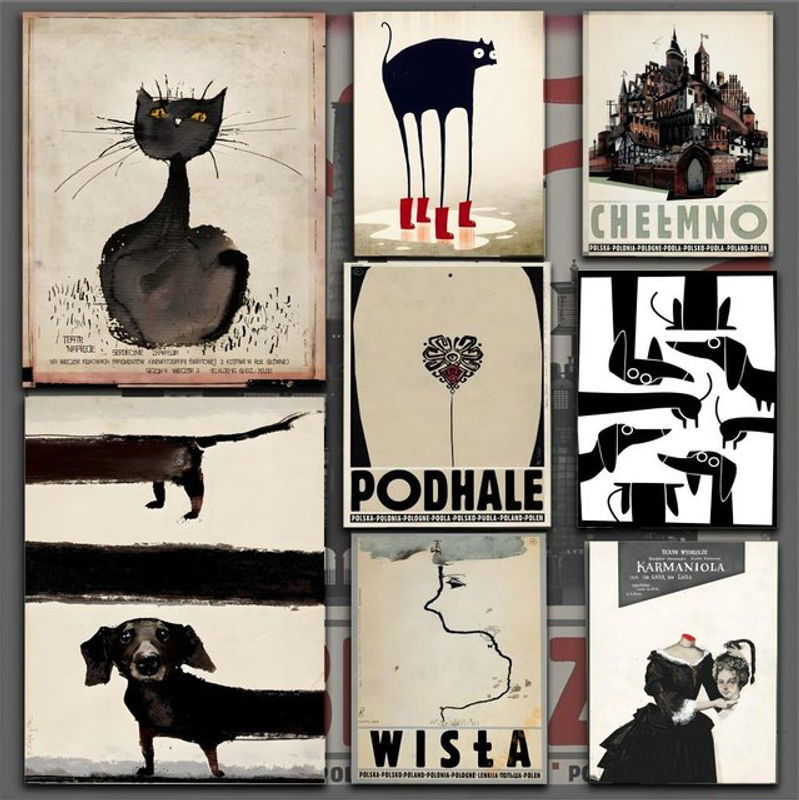 Ryszard Kaja Polnisches Poster als Wandkunst aus PVC in Mehrfarbig und Schwarz, Vintage Tier-Motiv, Rahmenlos, Hochformat - Bild 1