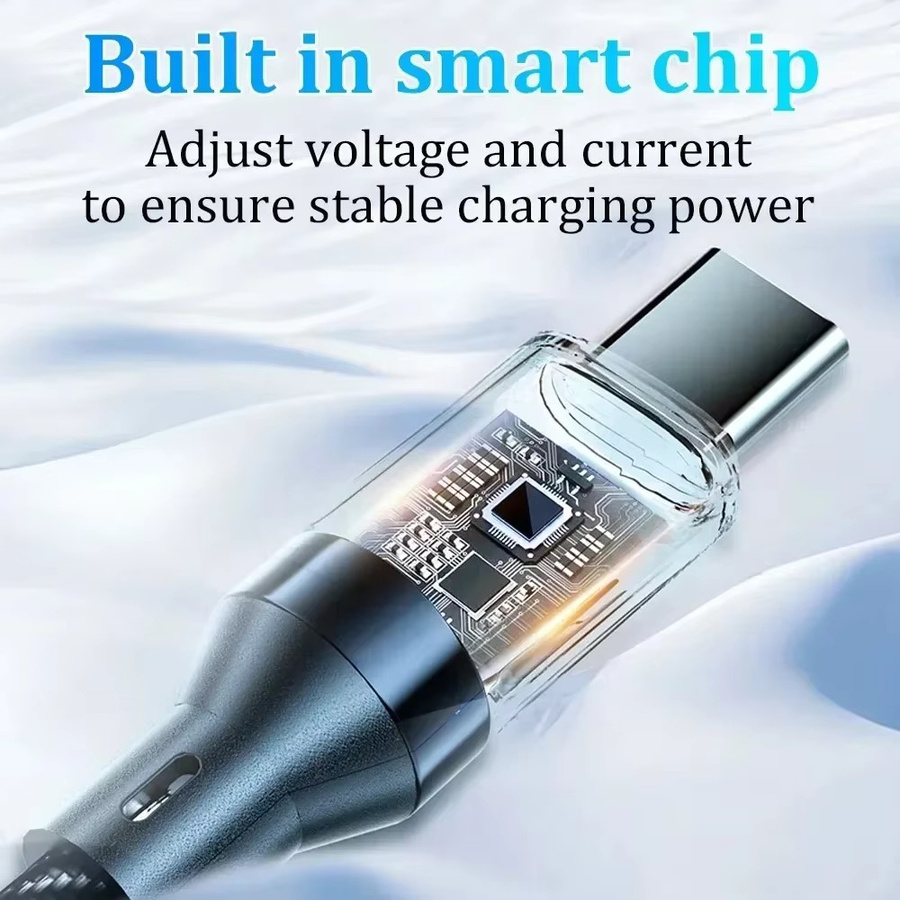 USB C auf Typ C Schnellladekabel 120 W 6 A mit LED-Digitalanzeige und geflochtenem Nylon, PD und QC3.0 kompatibel - Bild 3