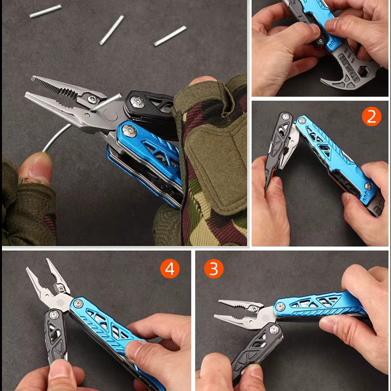 Multifunktionaler Ram Horn Hammer aus Edelstahl mit Nagelhammer und Zange in Blau für Outdoor und Camping - Bild 3