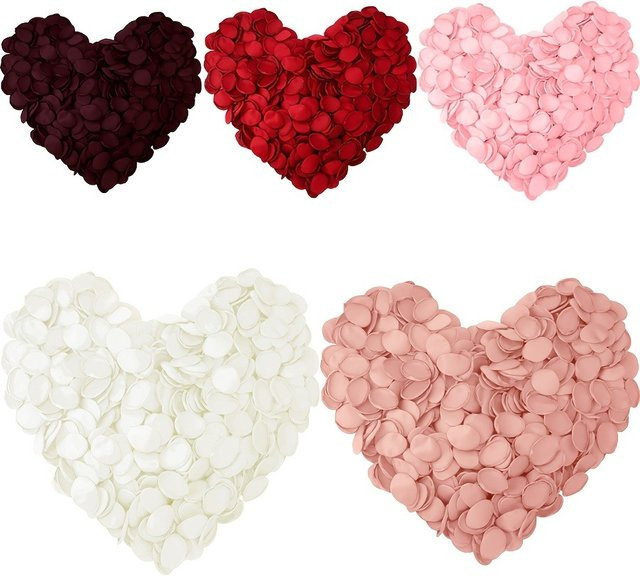 MENGHAO Künstliche Rosen Blütenblätter aus Textil in Weiß für Valentinstag, Hochzeit und Party Dekoration (50/100 Stück) - Bild 1