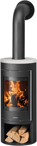 Justus Kaminofen Mino 2.0 in Schwarz mit seidenweißer Keramik-Abdeckplatte, 5 kW - Bild 1