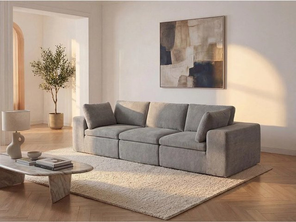 Modulierbares Sofa Cortoline von Vente-unique in Grau mit Stoffbezug, Breite: 304 cm
