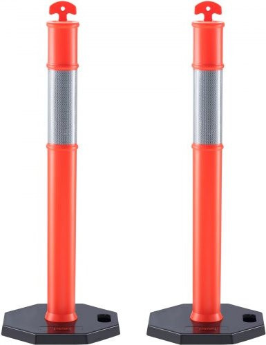 VEVOR Verkehrsleitkegel Set, 2er Pack, Orange, mit Gummibasis, Breite: 43 cm, Tiefe: 43 cm, Höhe: 110 cm - Bild 1