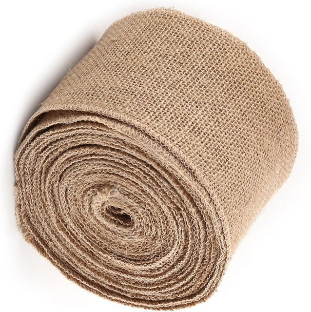 KaiSai Jute-Sackleinen Stoffband in Beige und Braun für Tischläufer und Hochzeitsdeko, Breite: 10 cm, Länge: 10 m - Bild 1