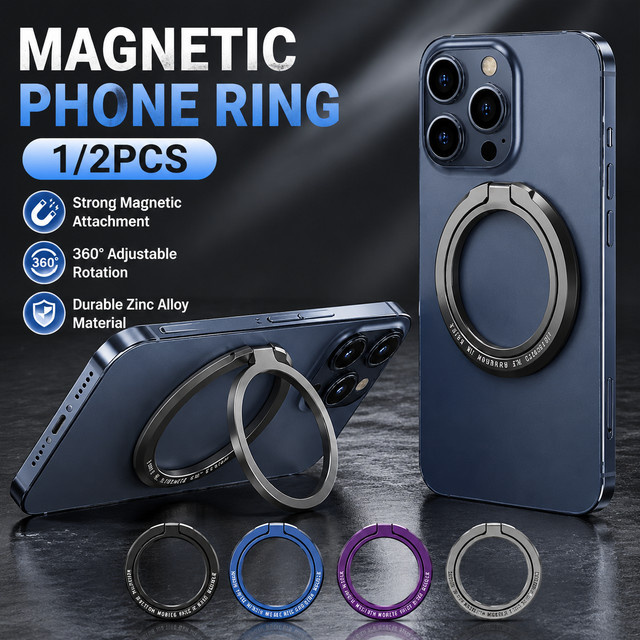 Magnetischer Telefonringhalter für MagSafe in Lila, abnehmbarer Fingergriff und 360 Grad drehbarer Ständer für iPhone und Samsung - Bild 1
