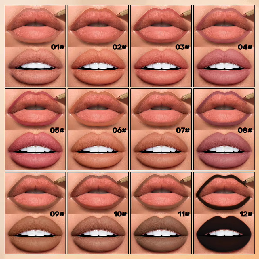 QIBEST 2-in-1 Lippenstift & Pinsel, Matt, Nude, mit Lipliner - Bild 2