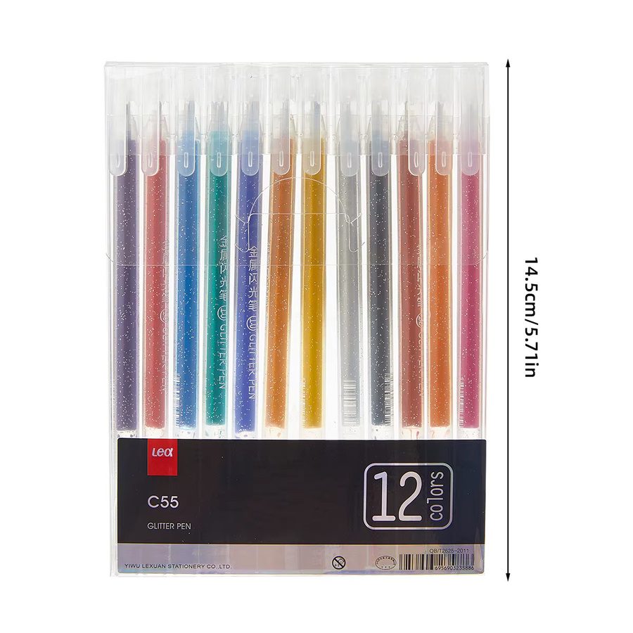 Ideal Creat Glitzer-Gelstifte Set, 12-teiliges Set in 12 Farben, schnell trocknende fluoreszierende Stifte für Schule und Büro - Bild 4