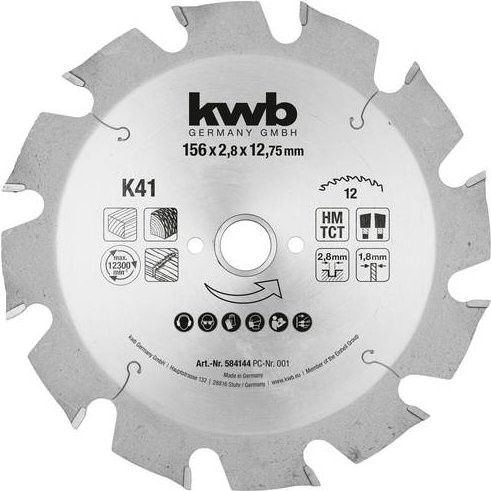 kwb Kreissägeblatt für Holz, carbide_tipped, Farbe: Silber, Durchmesser: 156 mm, Bohrung: 12,75 mm - Bild 1