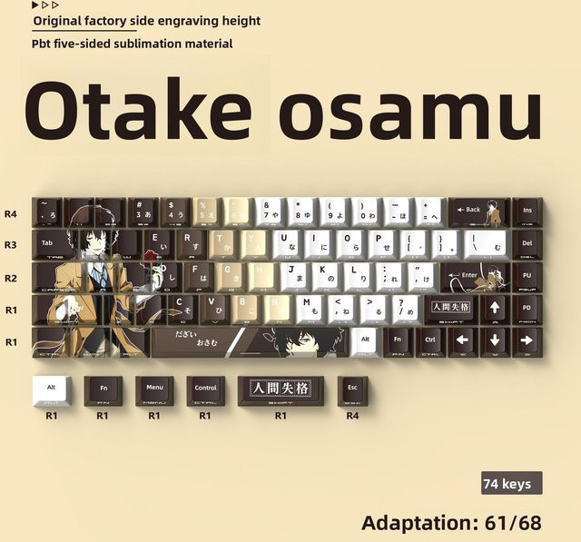 Miyu Dazai Osamu Tastenkappen in Multicolour, OEM-Profil mit seitlicher Gravur, transluzentes PBT, kompatibel mit 60% Tastaturen - Bild 1