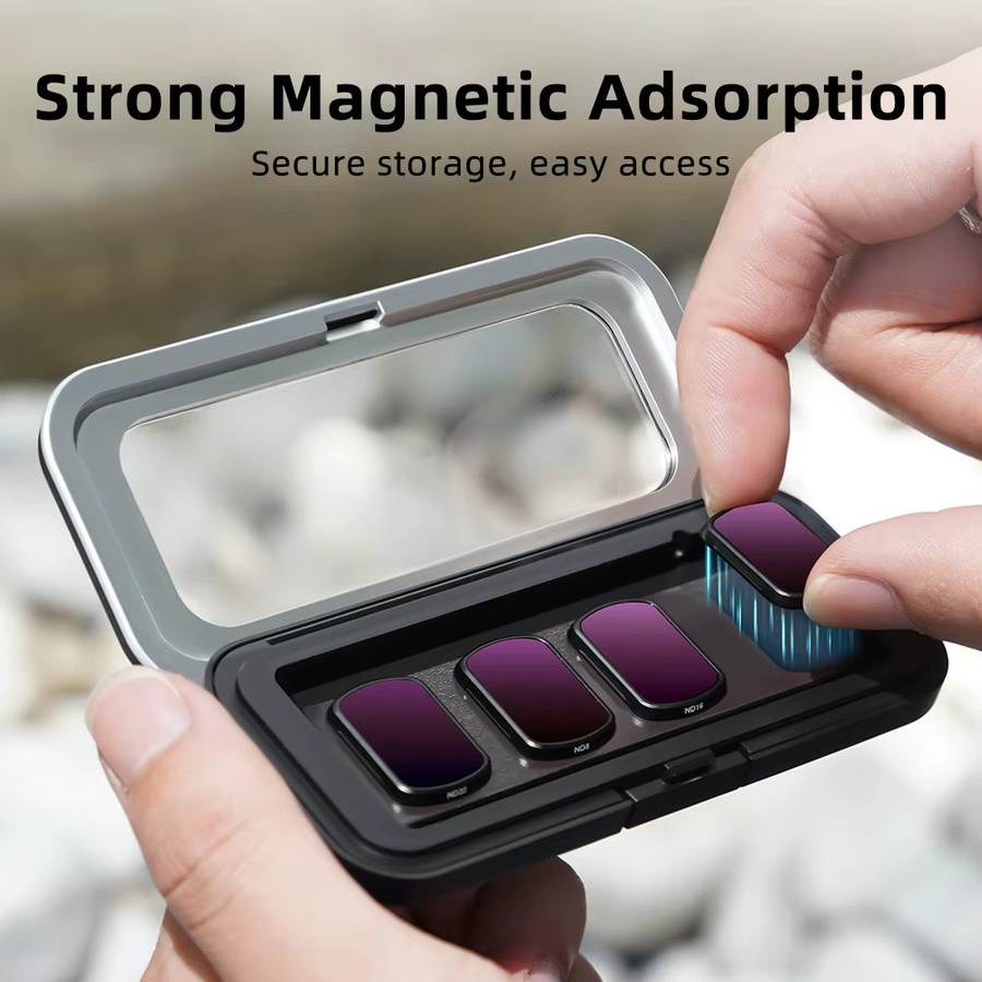 BRDRC Filter-Aufbewahrungsbox für DJI Pocket 3 und DJI Pocket 4, staubdichte Schutzbox für ND, CPL und UV Objektivfilter, Farbe: Schwarz - Bild 2