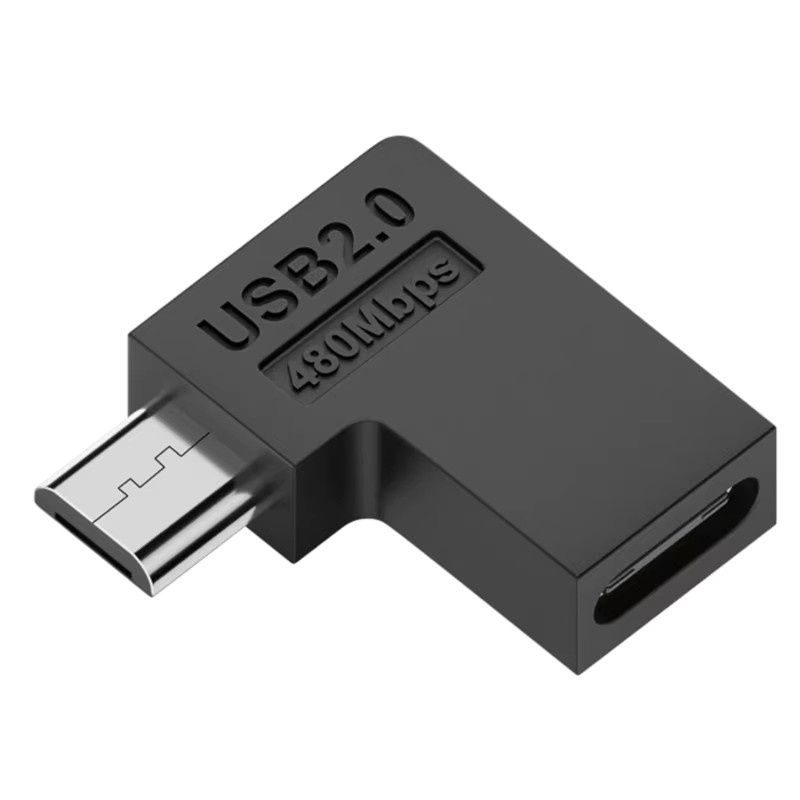 AREOFRGB USB Typ C auf Micro USB Adapter 90/180 Grad in Schwarz - Bild 4