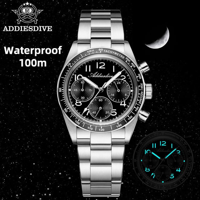 ADDIESDVIE Chronograph, Quarz, Edelstahl, Schwarz, Herren - Bild 1