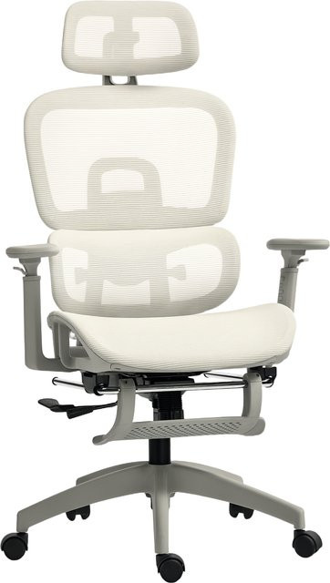 HOMCOM Ergonomischer Bürostuhl mit Wippfunktion und Liegefunktion in Beige - Bild 1