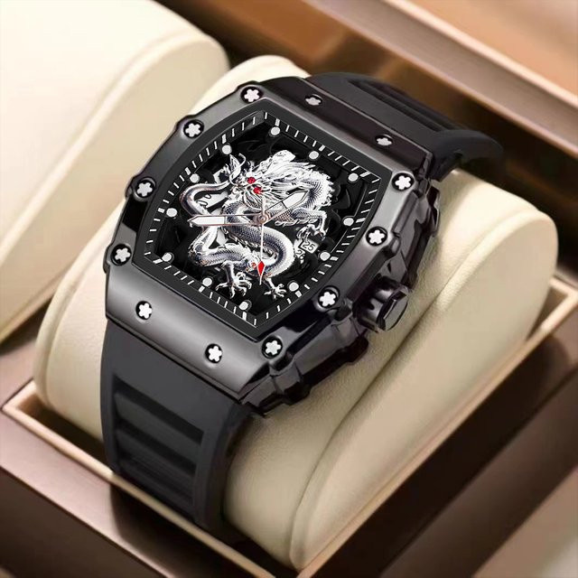 STARPERISH Armbanduhr, Quarz, Tonneau, Silikon, Schwarz, Herren - Bild 1
