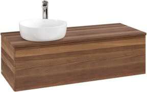 V&B Waschtischunterschrank Antao mit Beleuchtung, Farbe Walnuss und Weiß, B/T/H: 120 x 50 x 50 cm - Bild 1