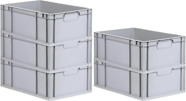 PROREGAL Spar Set 5x Eurobox Nextgen Economy Transportboxen mit Griffen, Grau, H x B x T: 22 x 40 x 60 cm - Bild 1