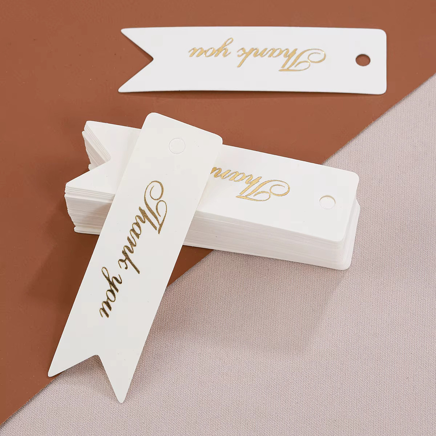 Ailimi Danke Hängen Tags in Gold und Weiß, 100 Stück Papier-Geschenkkarten für DIY Schmuckverpackung und Handwerk, B/H: 2 x 7 cm - Bild 2