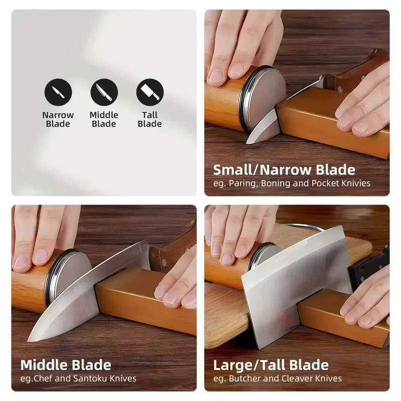 Rollmesser-Schärfset mit Industriediamanten und gerader Kante in Schwarz und Braun - Bild 5