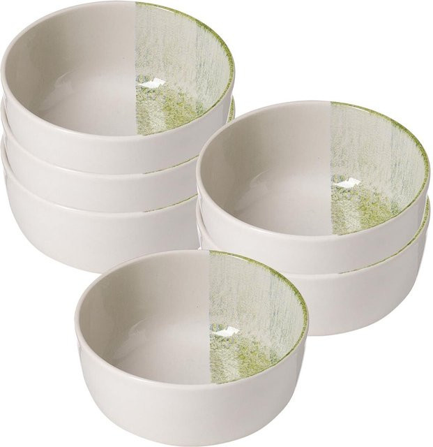 Ritzenhoff & Breker Müslischalen Trio 6er Set grün gestreift Keramik Durchmesser: 14,5 cm - Bild 1