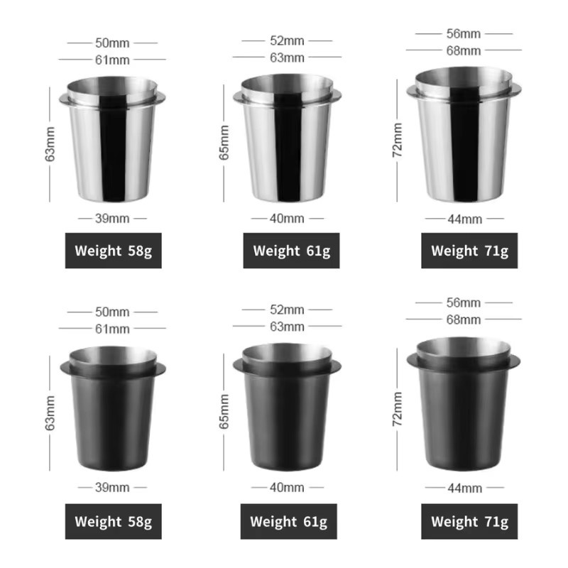 PGY Kaffee Dosierbecher aus Edelstahl in Silber für Espresso Siebträger und Mühlen, Durchmesser: 51 mm, 53 mm oder 58 mm - Bild 5