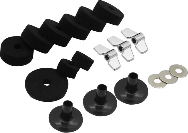 LADE 18-teiliges Set Becken Standhülsen Filz Pads mit Unterlegscheiben und Flügelmuttern in Schwarz als Ersatz für Trommel Hi-Hat Beckenständer Zubehör - Bild 1