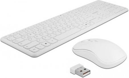 Delock 12703 Kabelloses Tastatur-Maus-Set mit numerischem Tastenfeld, Wiederaufladbar, Weiß, QWERTZ Deutsch - Bild 1