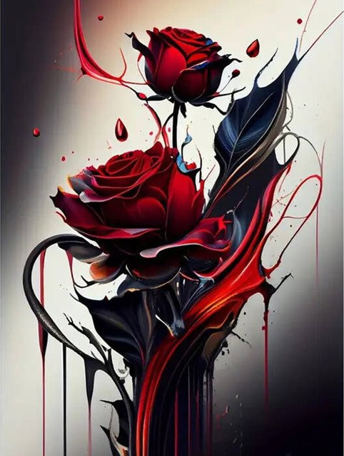 YUTTEE Diamant-Stickerei Set mit roter Rose als DIY Acryl-Malerei und Diamant-Mosaik, B/H: 20 x 30 cm - Bild 1