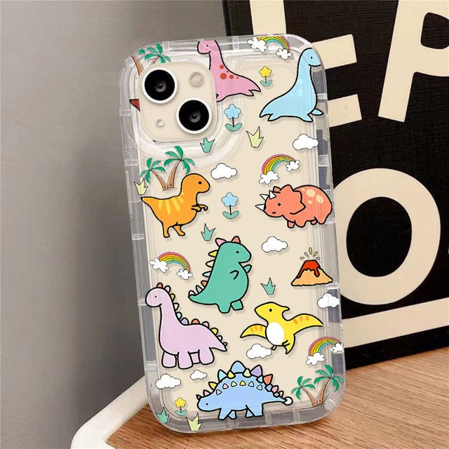 TUNEDEE Dinosaurier Handyhülle mit Airbag-Schutz für iPhone 11 bis iPhone 16 Pro Max in Cartoon-Design - Bild 1