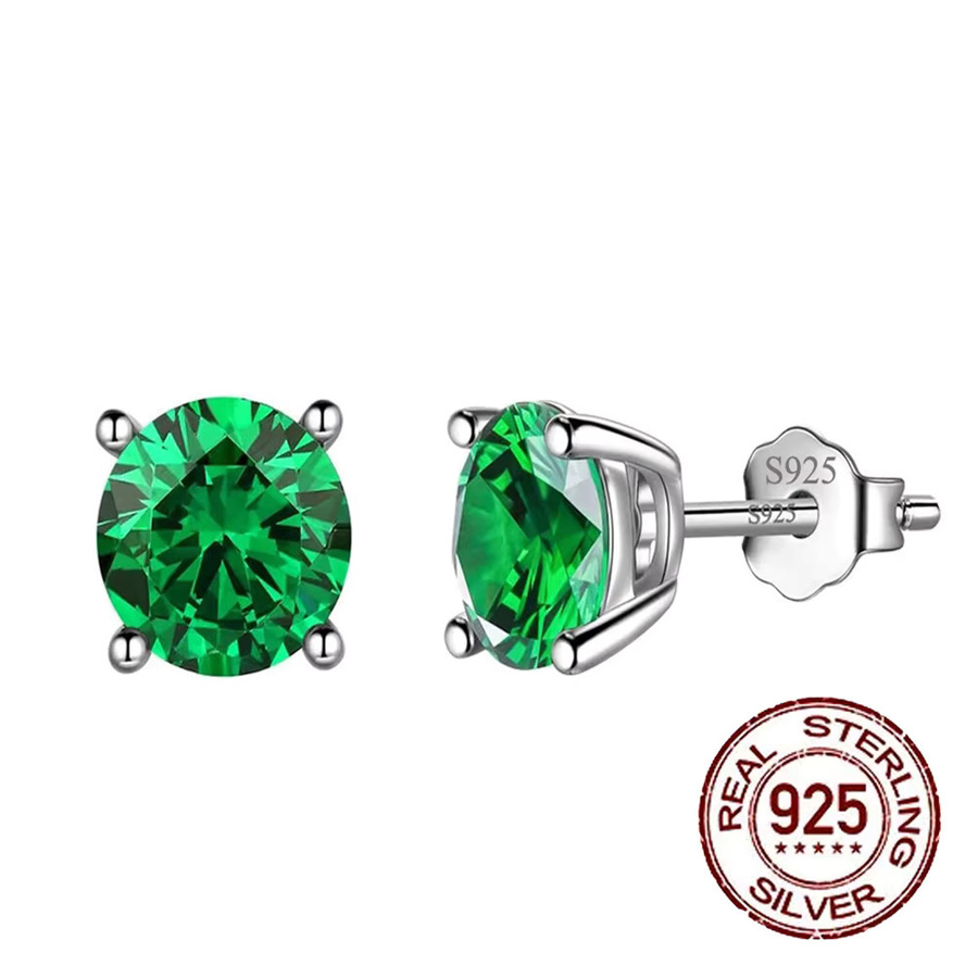 CWWZircons Ohrstecker 925 Silber, smaragdgrün, kubischer Zirkon, Damen - Bild 4