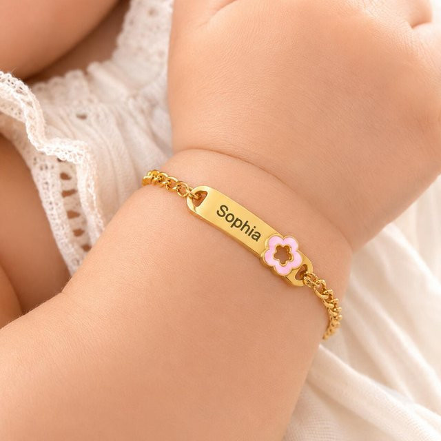 Meaeguet Armband, 18K Vergoldet, Blumen-ID-Anhänger, Kinder - Bild 1