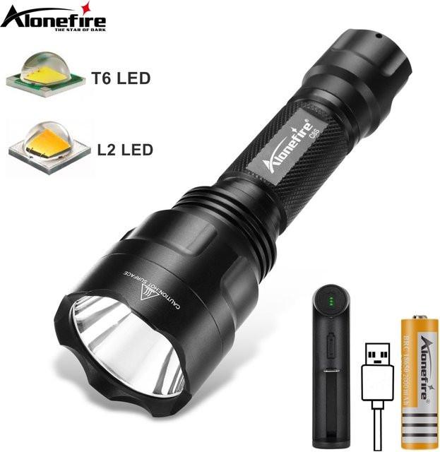 Alonefire 10W Hochleistungs-LED Taktische Taschenlampe in Schwarz für Outdoor, Camping und Nachtarbeit - Bild 1