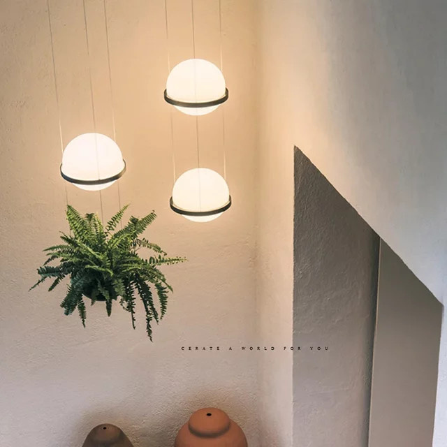JIANKEXING Moderne LED Hängeleuchte mit Pflanzentopf für Esszimmer und Küche, Weiß, Rund - Bild 1