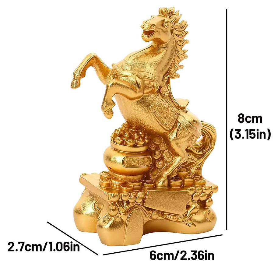 KITPIPI Feng Shui Pferde-Statue 2026 Jahr des Pferdes als dekoratives Gold Ornament für Schreibtisch und Bücherregal aus PVC - Bild 6