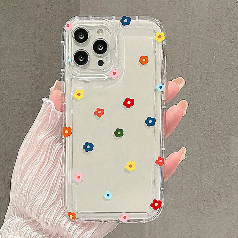 Transparente iPhone Hülle mit Blumen- und Sternenmuster und Airbag-Schutz für iPhone 17 16 15 14 13 12 11 Pro Max Mini XR XS - Bild 2