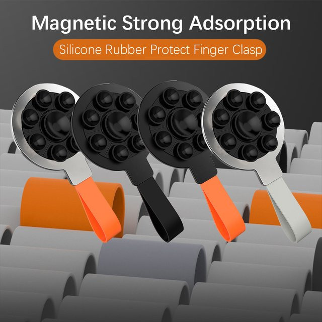 Magnetische Fingerschließe aus Silikonkautschuk in Schwarz, 360 Grad drehbar, ultraleicht und ultradünn mit starker Saugkraft - Bild 1