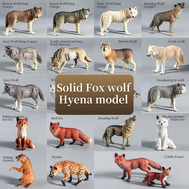 XIALIBAOMOWAN Lernspielzeug-Figuren-Set mit Waldtieren, Wolf, Fuchs, Hyäne, realistische Dschungel-Zoo-Tiermodelle - Bild 2