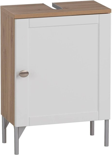 Waschbeckenunterschrank Jesper von Möbelpartner in Eiche Artisan Nachbildung und Weiß Matt mit Landhausoptik, B/H/T: 40,3 x 58,5 x 32 cm - Bild 1