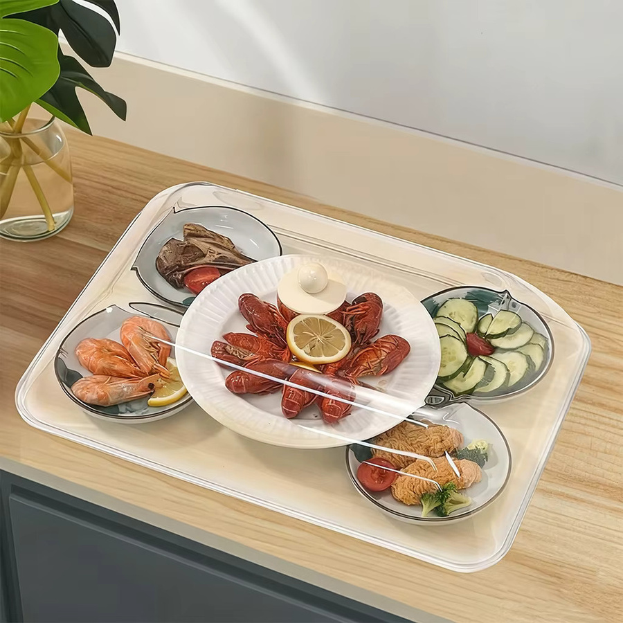 WORTHBUY Wiederverwendbare Lebensmittelabdeckung aus Kunststoff, transparent, Staubschutz und Frischhaltedeckel für die Küche - Bild 2