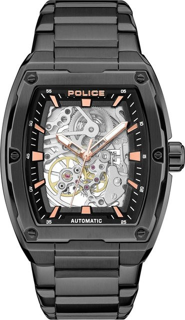 Police Herrenuhr Automatik, Edelstahl, Schwarz, 42 mm, 5 ATM - Bild 1