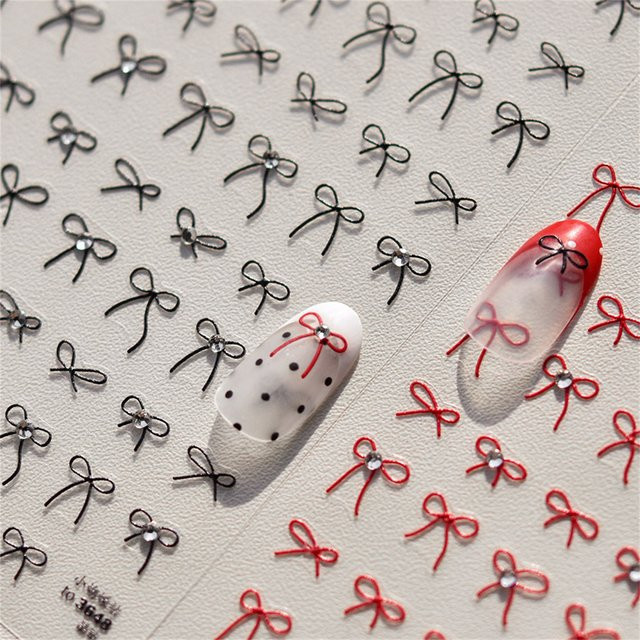 Rhstoe Nail Art Aufkleber, Bunte Schleifen, Glänzend - Bild 1