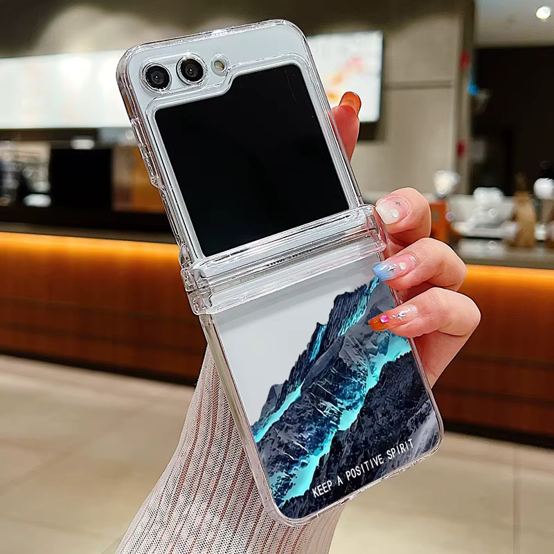 MOESOE Schutzhülle mit Schnee Berg Flugzeug Motiv für Samsung Galaxy Z Flip 7, Z Flip 6 und Z Flip 5, transparent - Bild 2