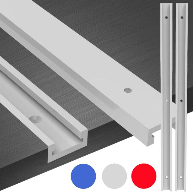 Wnew 2er-Set Gehrungsschiene Jig aus Aluminiumlegierung in Silber für Tracks 19/30 Typ T-Slot und Holzbearbeitung am Routertisch - Bild 1