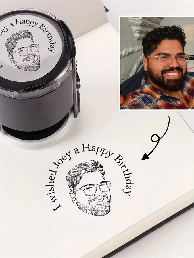 Personalisierbarer runder Selbstfärbender Stempel mit individuellem Logo in Schwarz, Durchmesser: 30 mm - Bild 3