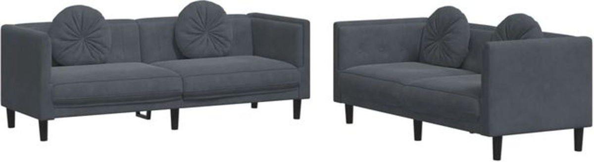 Vidaxl 2-tlg. Sofagarnitur Modern aus Samt in Anthrazit mit Kissen - Bild 1