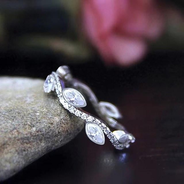 YIRAN Jewelry Ring Blattform, Zirkonia, Silber, Damen, Größe 10 - Bild 1