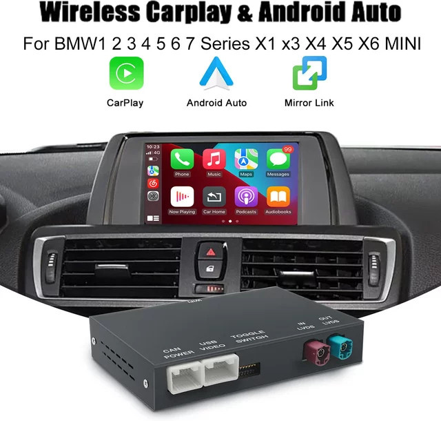 REEIIO Wireless CarPlay und Android Auto Adapter für BMW MINI NBT CIC Systeme, Schwarz, unterstützt AirPlay Spiegelung und Kameradisplay via Wi-Fi und Bluetooth - Bild 1