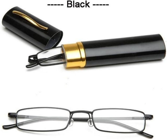 Eso Vision Mini Lesebrille, Metall, rechteckig, Unisex, Schwarz Pink - Bild 1