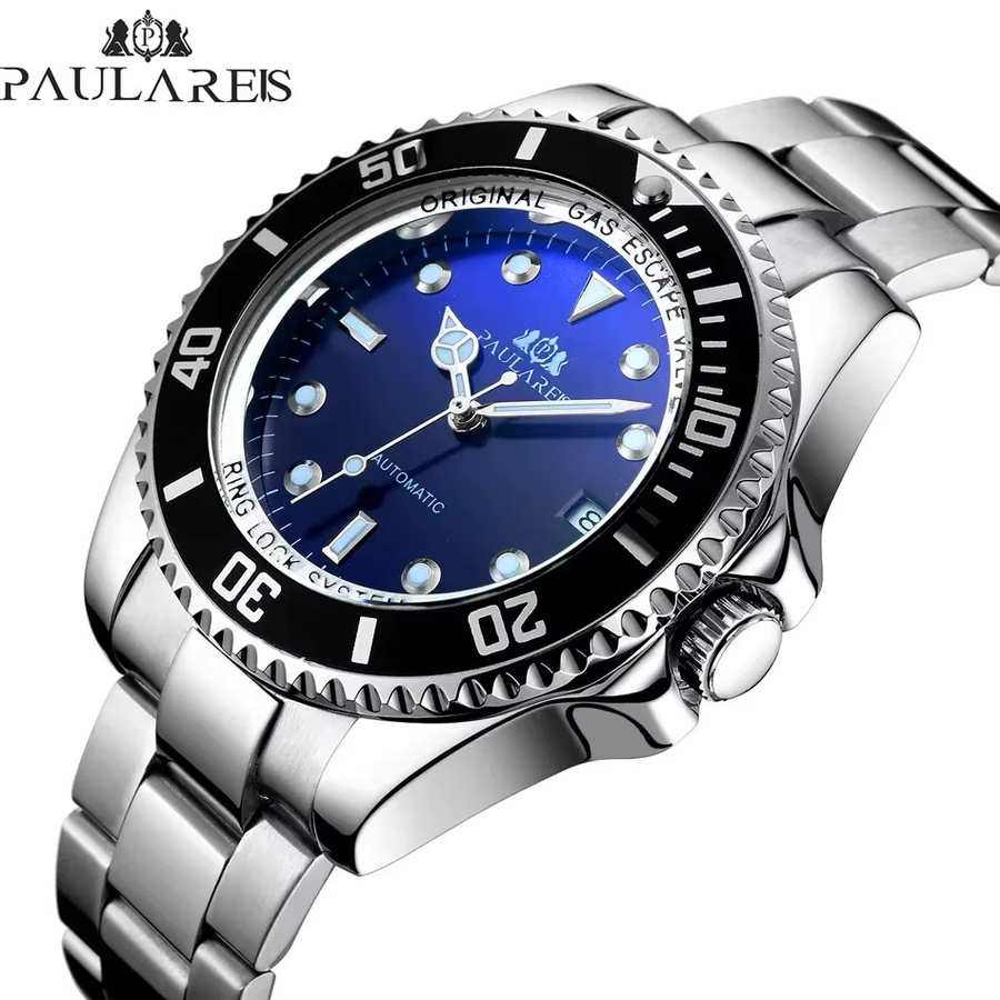 PAULAREIS P Armbanduhr Automatik, Edelstahl, Blau, Herren - Bild 2