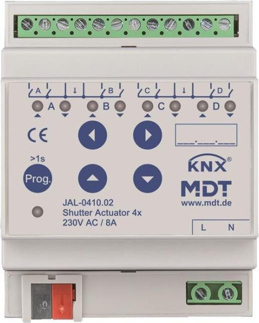 MDT Jalousieaktor JAL-0410.02 4-fach, 4TE, 10A, 230V, Weiß - Bild 1