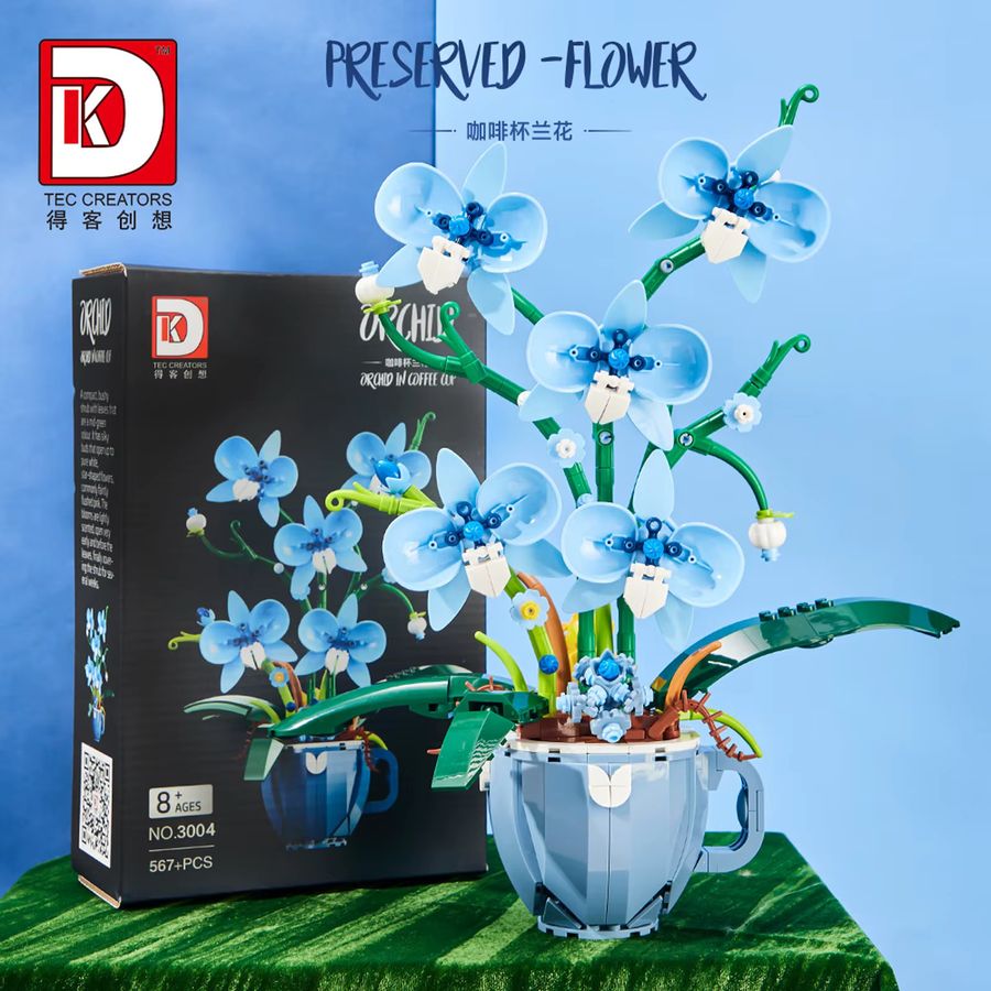wishiot MOC Bausteine Orchidee Blumen Bouquet DIY Modell Bonsai Pflanze als Dekoration und Geschenk - Bild 2